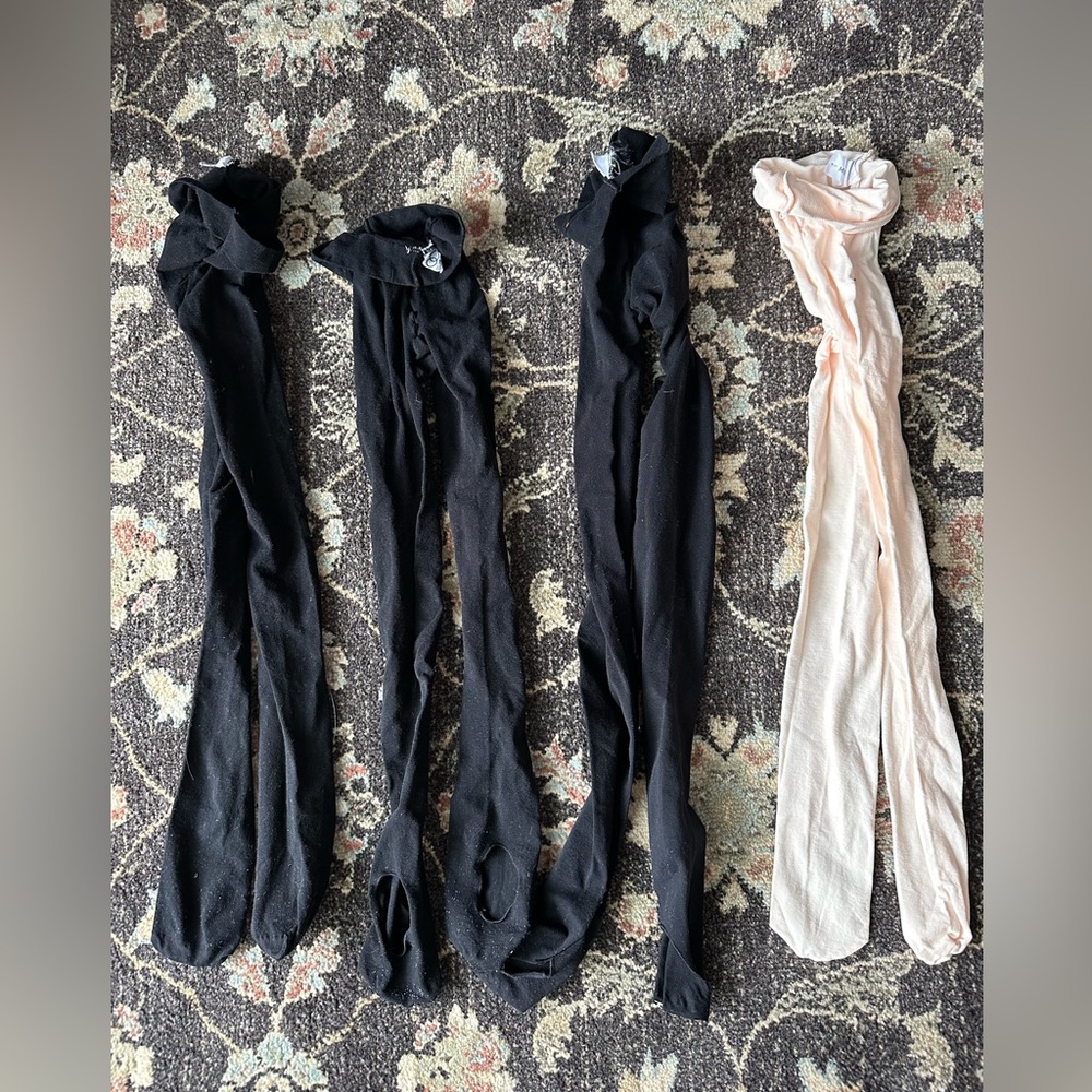 MONDOR Size Small 3 Pair Black & 1 Pair Ballerina Dance Tights Leggings